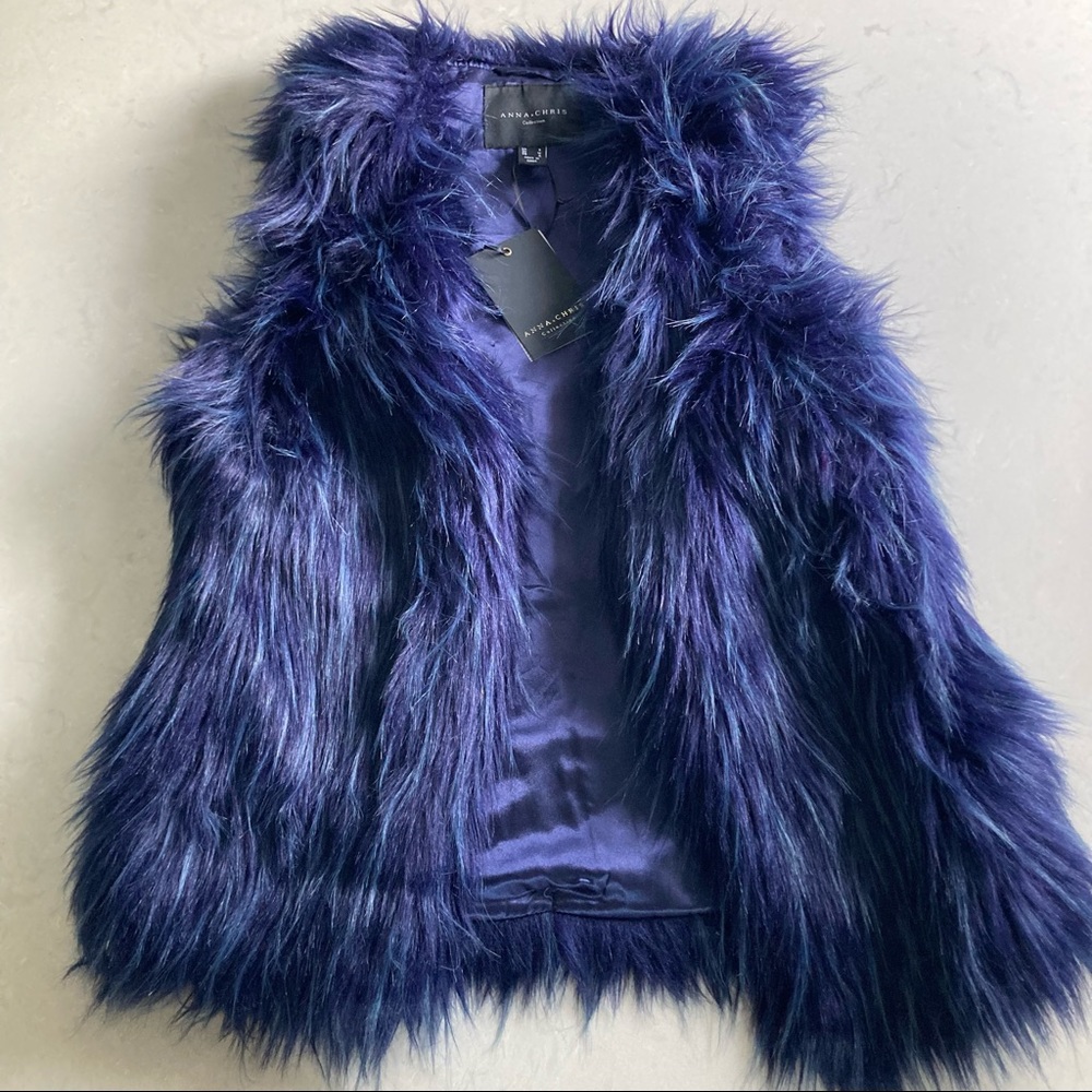 Indigo Faux Fur Vest